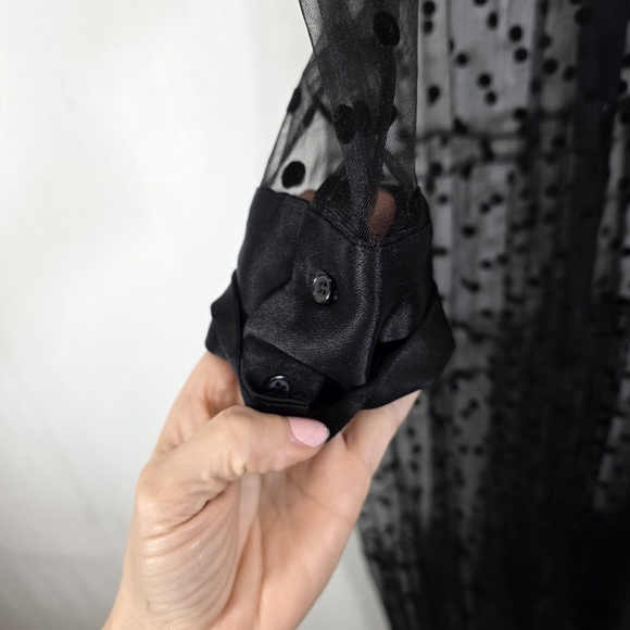 ZARA Black Sheer Polka Dot Tiered Midi Dress - Size S - Picture 5 of 10
